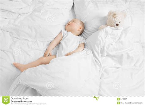 Baby Sleeping With Teddy Bear Stock Image Image Of Adorable