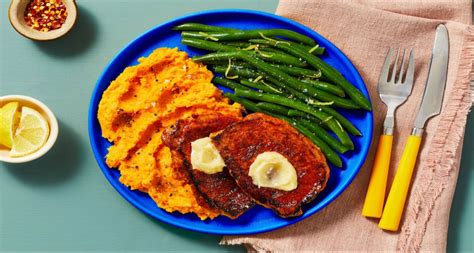 In an ovenproof pot, heat butter and honey over medium heat until. Honey Butter BBQ Pork Cutlets with Mashed Sweet Potatoes ...