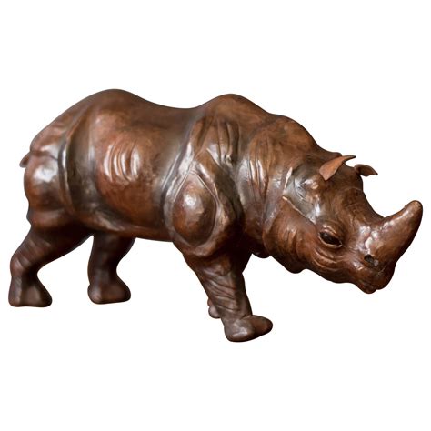Vintage Leather Rhino Sculpture For Sale At 1stdibs