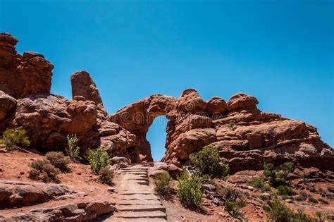 Travel To Utah Arches National Park Stone Arch In The Desert Stock