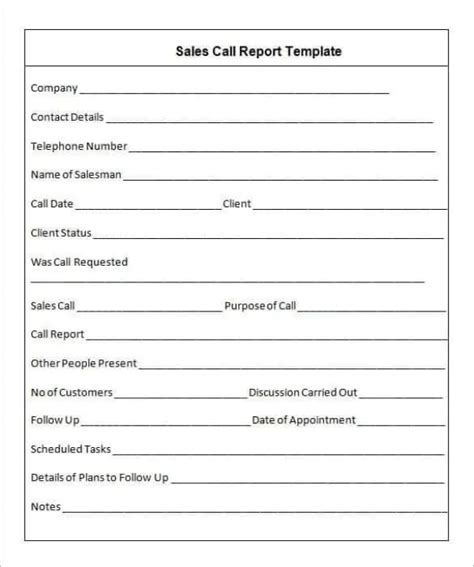 Excel Templates Sales Call Report Template