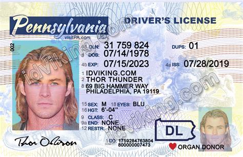 Pennsylvania Pa Drivers License Psd Template Download