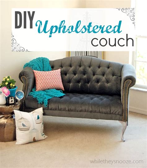 The black diy pallet sectional sofa project 14. While They Snooze: How to Reupholster a Tufted Couch
