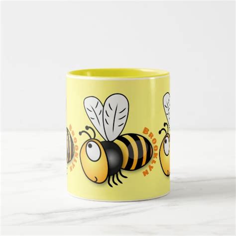 Cute Happy Bee Cartoon Illustration Two Tone Coffee Mug Uk