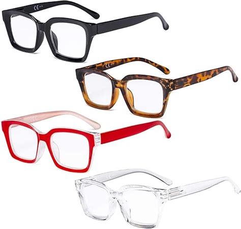 eyekepper 4 pack ladies reading glasses oversized square design readers for women 1 75
