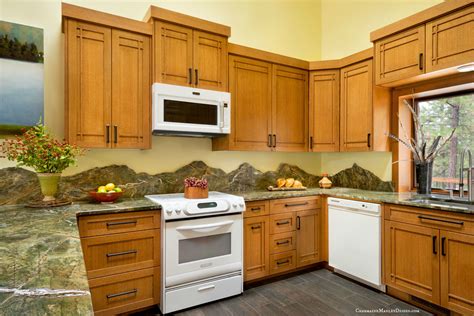 Mountain Backsplash Featured In This Kitchen Remodel Photo By