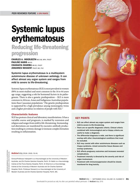 Pdf Systemic Lupus Erythematosus Reducing Life Threatening Progression