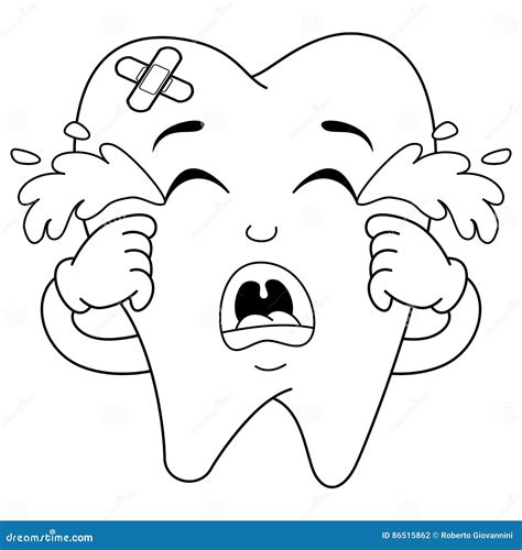 Sad Tooth Coloring Page