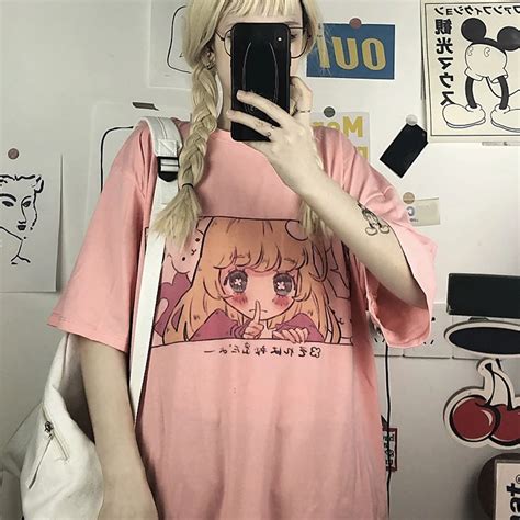 White Pink T Shirt Inc Anime Harajuku Anime T Shirts Harajuku Pink Harajuku Fashion T Shirt