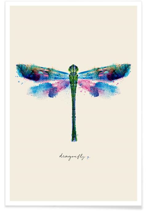 Ink Dragonfly Iridescent Poster Juniqe