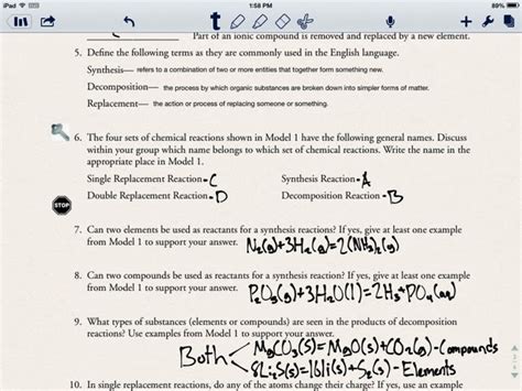 What two types of reactions are shown in model 1? Classification Of Chemical Reactions Worksheet. Worksheets. Tutsstar Thousands of Printable ...