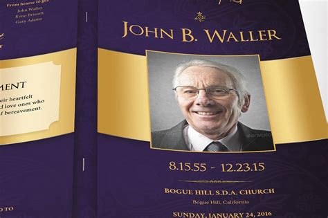 Purple Gold Funeral Program Word Publisher Template 8 Pages Etsy