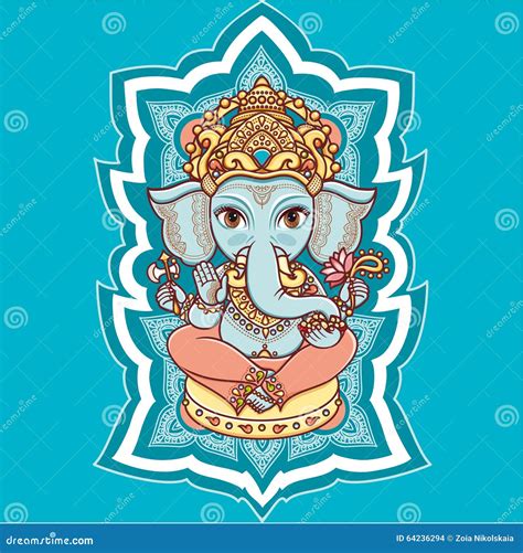 Hindu Elephant God Lord Ganesh Hinduism Stock Vector Illustration Of