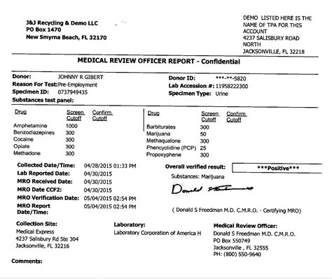 Depending of the reason for the drug test, the sample is often sent out for testing so that a formal report can be generated. Drug Testing Results Examples by Medical Review Officers ...