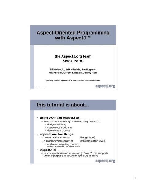 Pdf Aspect Oriented Programming With Aspectj™ €¦ · 1 1 Aspectj