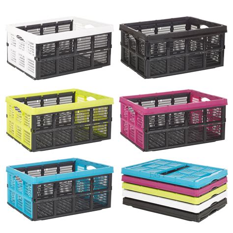 Collapsible 31 Litre Plastic Storage Crate Box Solution Home Warehouse