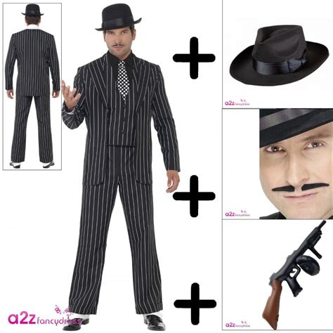 Vintage Gangster Boss Adult Costume Set 1 Costume Hat Moustache