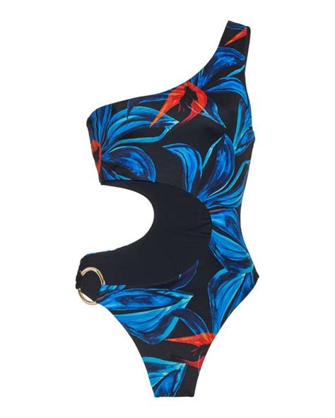 louisa ballou synthetic half moon one piece swimsuit in blue lyst
