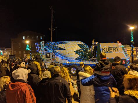 Christmas trees covered concrete truck from the Santa parade. : SouthBend