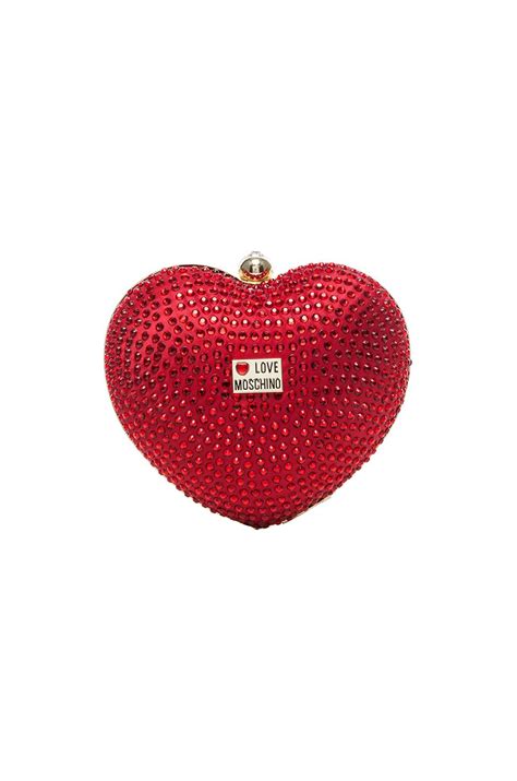Love Moschino Satin Embellished Heart Bag In Metallic Lyst