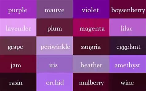 Indigo purple violet pink red you are here. Correct Names Of All Colour Shades---it Is Lilac Not Light ...