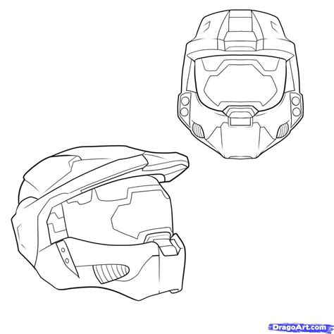How To Draw A Halo Helmet Step By Step Video Game Characters Halo