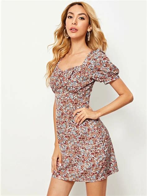 Affiliate Links Ditsy Floral Ruched Bust Milkmaid Dress Dresses