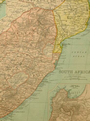 1922 Map South Africa Cape Of Good Hope Transvaal Cape Town Great