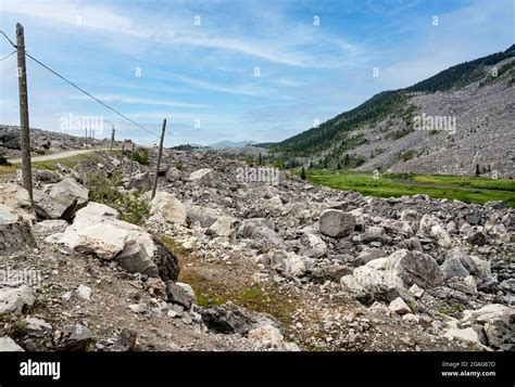 Rock Avalanche Natural Disaster At The Frank Slide In Alberta Canada