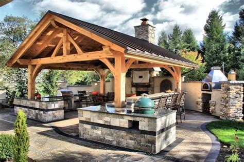 Plan ahead and use the natural shelter your house provides to save yourself the cost of shades and covers farther down the line. Mechanicsburg, PA | Backyard pavilion, Outdoor kitchen ...