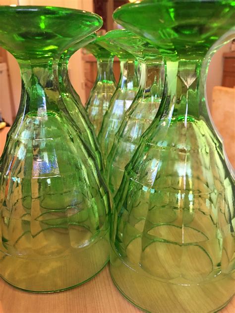 Hazel Atlas Colonial Block Green Glass Vase Glassware