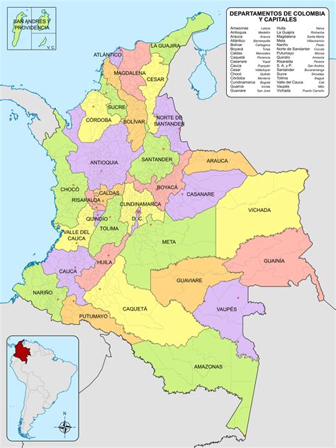 Departamentos Capitales Departamentos Mapa De Colombia Y Sus Regiones