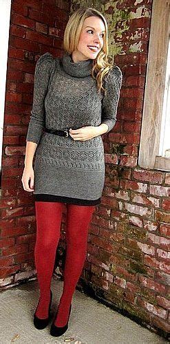Spice Up A Winter Dress With Bright Tights Red Tights