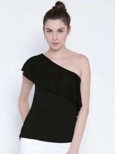 All Sizes Plain One Shoulder Ruffle Top Clothing Root Id 17395058533