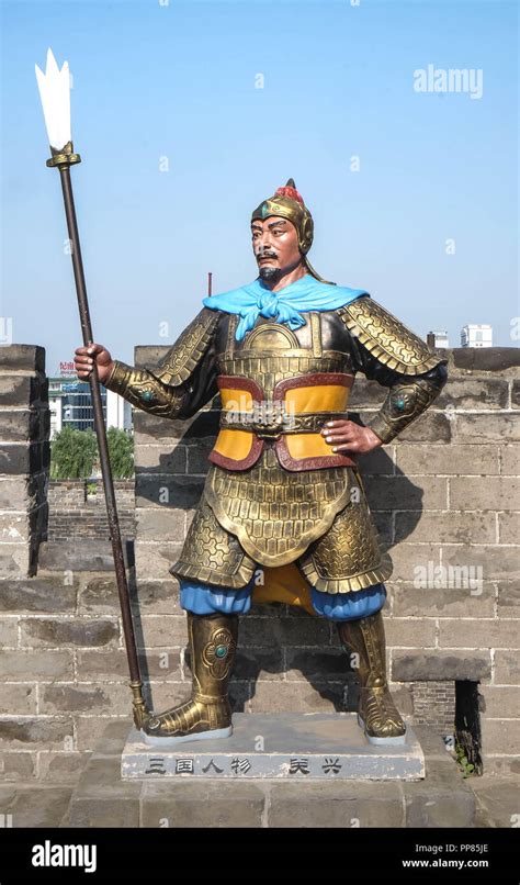 Jingzhou China Jun 7 2018 Guan Yus Soldier Statue Guan Yu Temple