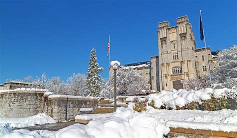 Virginia Tech Campus Burruss Hall Snow Day Photograph By Betsy Knapp