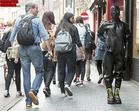 elise graves of out and about in amsterdam in heavy rubber r publicfetish