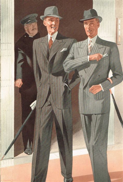 Putthison Mens Fashion Illustration Vintage Clothing Men 1940s Mens