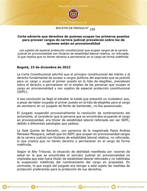 Corte Constitucional On Twitter Lacorteinforma I Corte Advierte Que