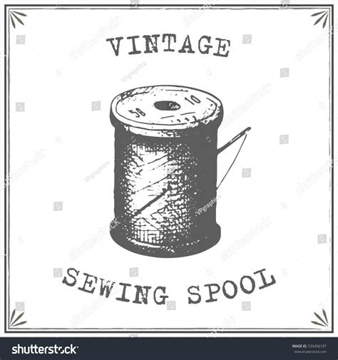 Vintage Sewing Spool Vector Stock Vector Royalty Free 533456197