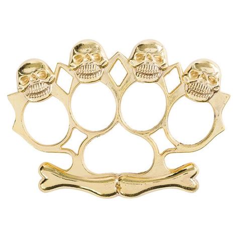 Brass Knuckles 4 X Skull Gold Afg Defenseeu Army Military Shop