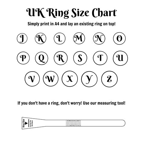 Printable Uk Ring Size Chart Etsy Uk