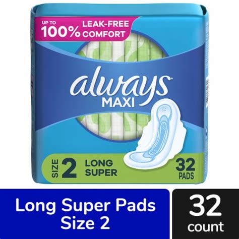 Always Maxi Pads With Wings Long Super Absorbency Size 2 Unscented 32