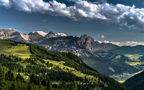 Nature Landscape Dolomites Mountains Alps Forest Summer Grass