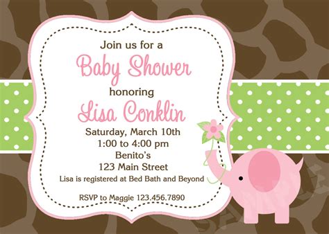 Couples Baby Shower Invitations Pink And Gray Elephant Invite Printable