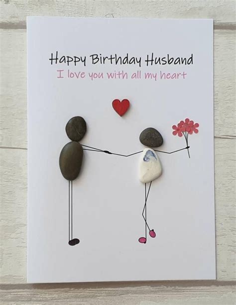 Handmade Birthday Pebble Art Card For Husband Unique Funny Etsy Uk