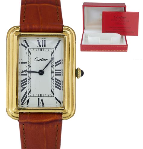 Vintage Cartier Tank Jumbo Stepped Case Gold Plated Manual 27x37mm 154