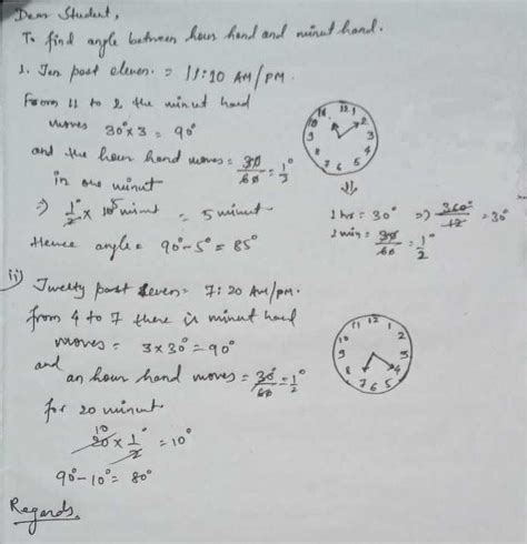 Find The Angle Between Hour Hand And Minute Hand In A Clock At 1 Ten