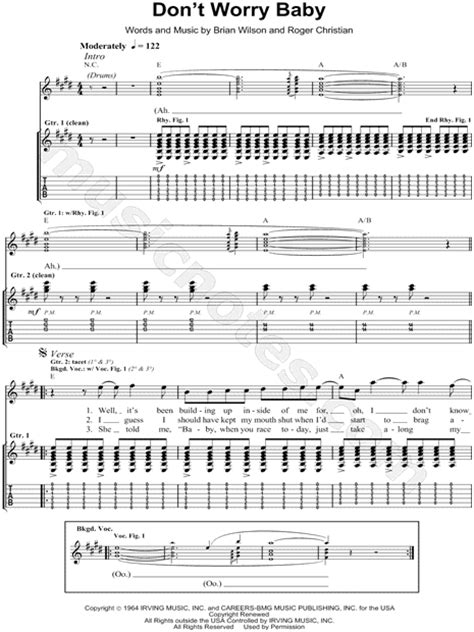 Chords texts mcferrin bobby dont worry be happy. The Beach Boys "Don't Worry Baby" Guitar Tab in E Major ...