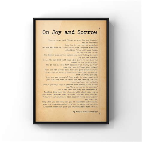 On Joy And Sorrow By Kahlil Gibran Poetry Poster Print Etsy